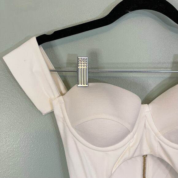 HOURS Mini Dress XXS Corset Cut Out Off Shoulder Sweetheart Evening Party White - Picture 5 of 11